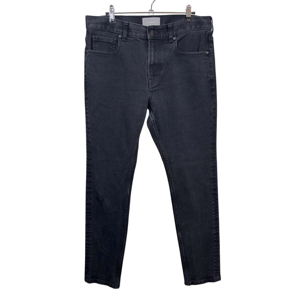Everlane The Skinny Fit Jeans Mens Size 33 Black Stretch Cotton Tapered Leg